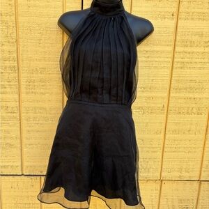 Lovers + Friends Black Pleated Halter Mini Dress